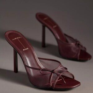 New BLACK SUEDE STUDIO Luna 100 Mule in Raisin wine purple red mesh high heel